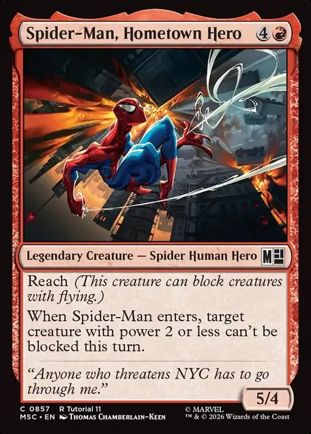 Spider-Man, Hometown Hero, Magic card MSC 857 — Marvel Super Heroes Commander set