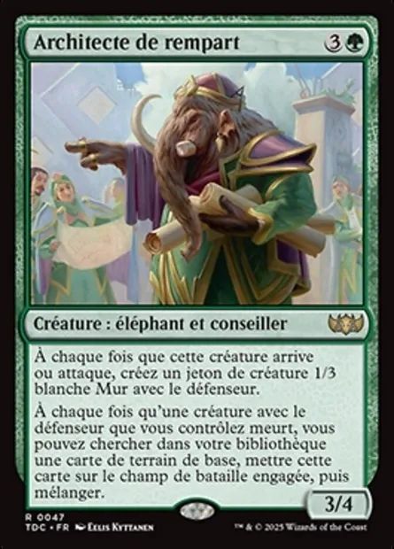 Architecte de rempart, carte Magic TDC 47 — extension Tarkir: Dragonstorm Commander