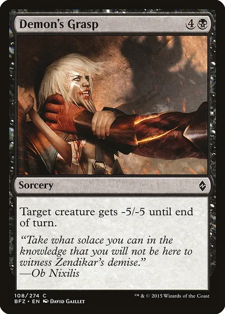 Demon's Grasp, Magic card BFZ 108 — Battle for Zendikar set