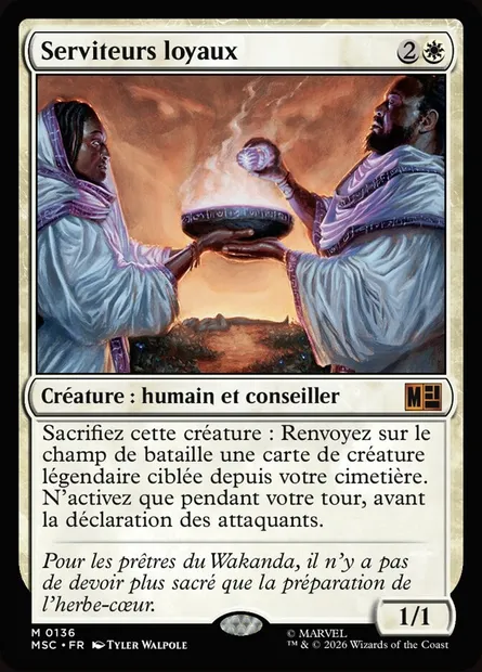 Serviteurs loyaux, carte Magic MSC 136 — extension Marvel Super Heroes Commander