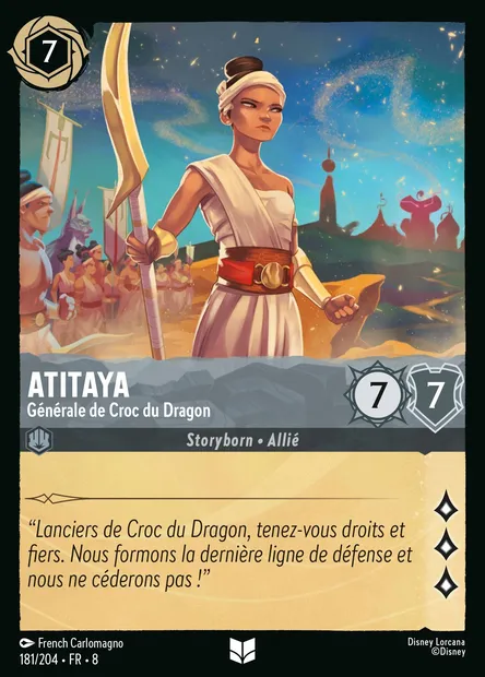 Atitaya - Générale de Croc du Dragon, carte Disney Lorcana CH8-181 — extension Le Règne de Jafar