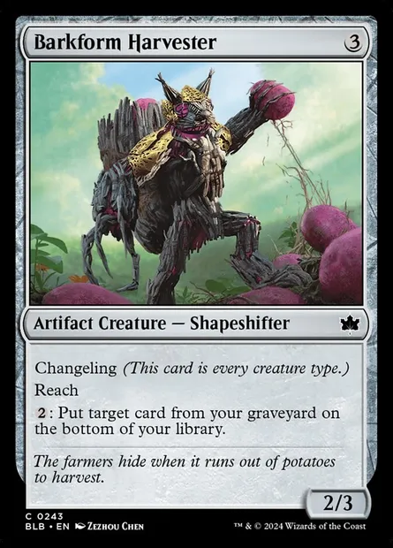 Barkform Harvester, Magic card BLB 243 — Bloomburrow set