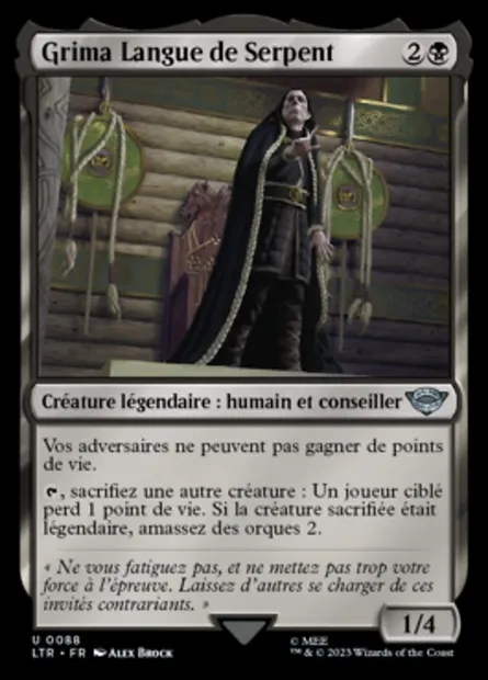 Grima Langue de Serpent, carte Magic LTR 88 — extension Le Seigneur des Anneaux : chroniques de la Terre du Milieu