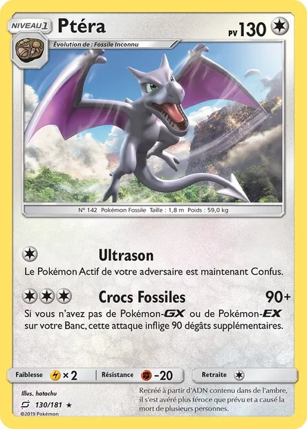 Ptéra, carte Pokémon TEU 130 — extension Duo de Choc
