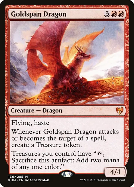 Goldspan Dragon, Magic card KHM 139 — Kaldheim set