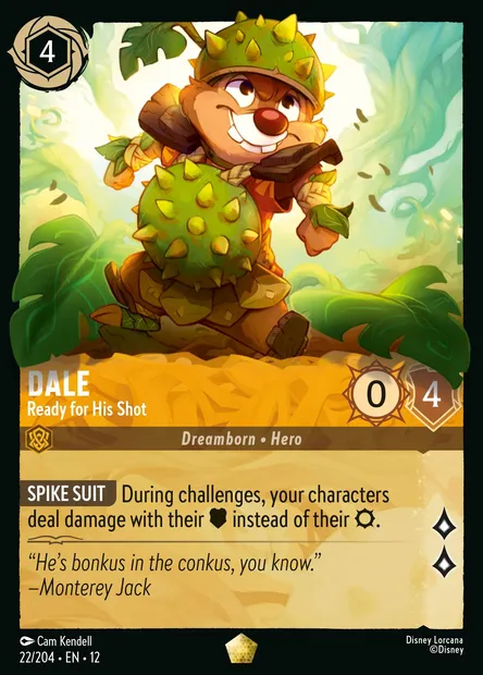Dale - Ready for His Shot, Disney Lorcana card CH12-022 — Wilds Unknown set