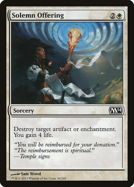 Solemn Offering, Magic card M14 36 — Magic 2014 set