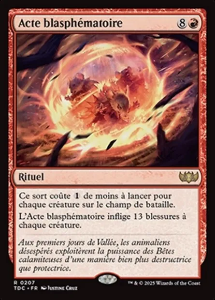 Acte blasphématoire, carte Magic TDC 207 — extension Tarkir: Dragonstorm Commander