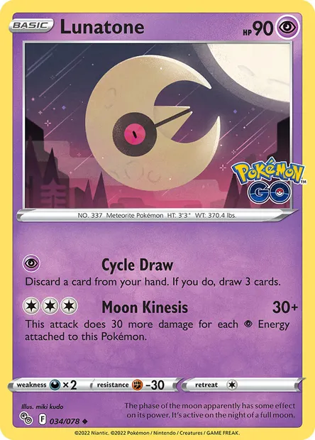 Lunatone, Pokémon card PGO 034 — Pokémon GO set
