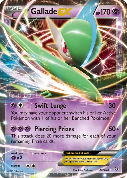 Gallade EX, Pokémon card ROS 34 — Roaring Skies set