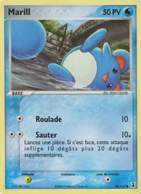Marill, carte Pokémon DS 76 — extension EX Espèces Delta