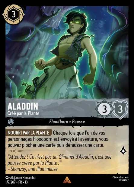 Aladdin - Créé par la Plante, carte Disney Lorcana CH13-177 — extension Invasion Epineuse!