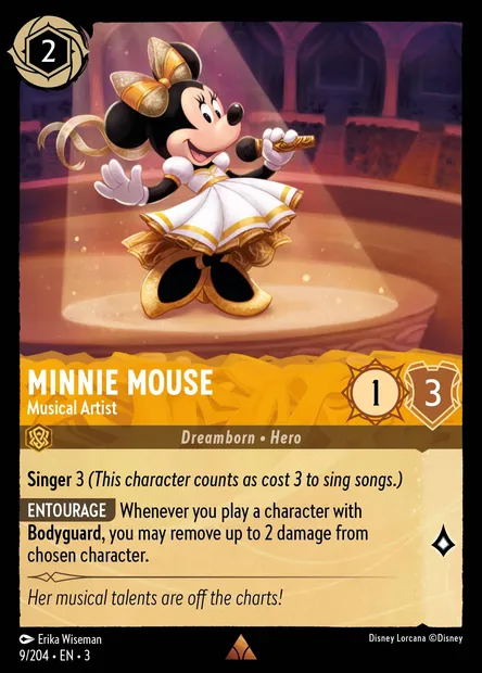 Minnie Mouse - Musical Artist, Disney Lorcana card CH3-009 — Into the Inklands set