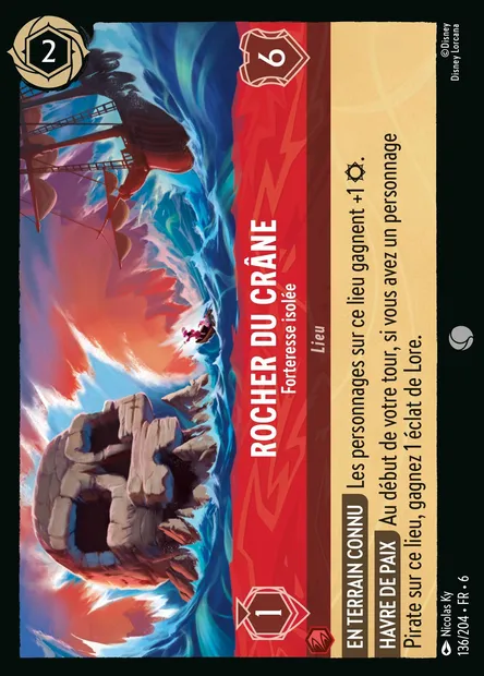 Rocher du crâne - Forteresse isolée, carte Disney Lorcana CH6-136 — extension La Mer Azurite