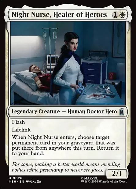 Night Nurse, Healer of Heroes, Magic card MSH 26 — Marvel Super Heroes set