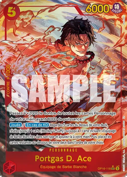 Portgas D. Ace, carte One Piece OP16-118 — extension L'HEURE DE LA BATAILLE DÉCISIVE