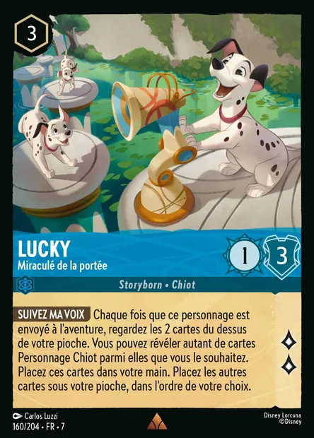 Lucky - Miraculé de la portée, carte Disney Lorcana CH7-160 — extension L'île d'Archazia