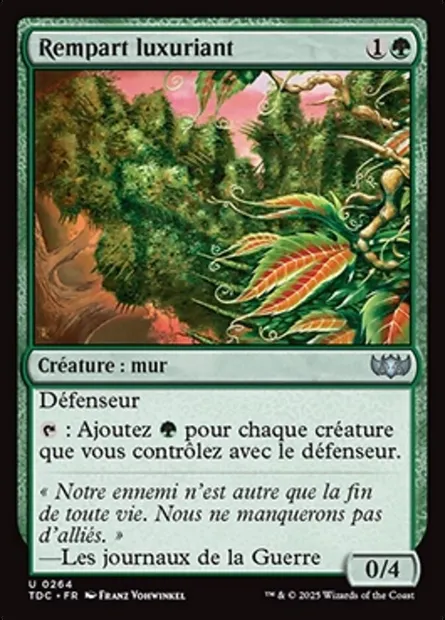 Rempart luxuriant, carte Magic TDC 264 — extension Tarkir: Dragonstorm Commander