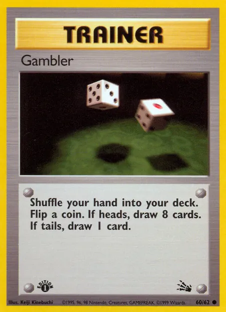 Gambler, Pokémon card FO 60 — Fossil set