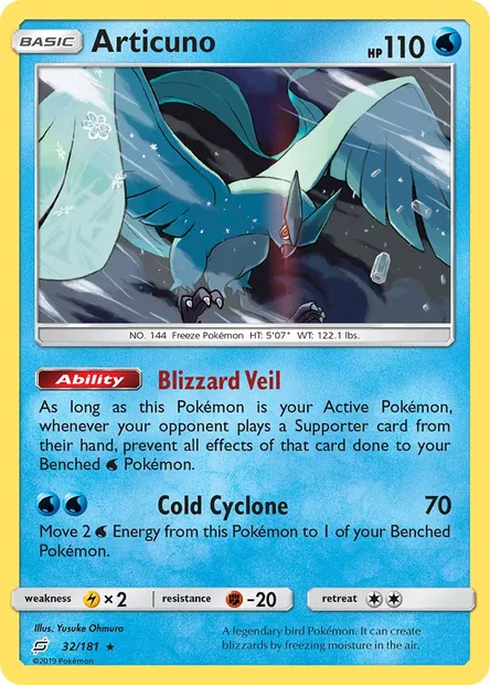 Articuno, Pokémon card TEU 32 — Team Up set
