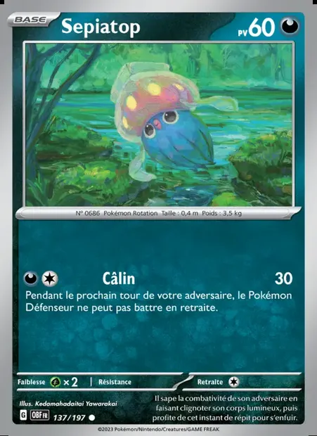 Sepiatop, carte Pokémon OBF 137 — extension Flammes Obsidiennes