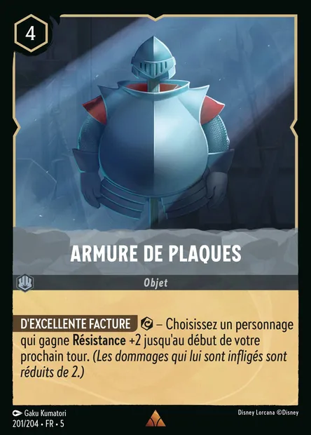 Armure de plaques, carte Disney Lorcana CH5-201 — extension Ciel Scintillant