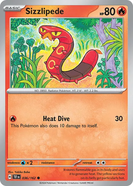 Sizzlipede, Pokémon card TEF 036 — Temporal Forces set