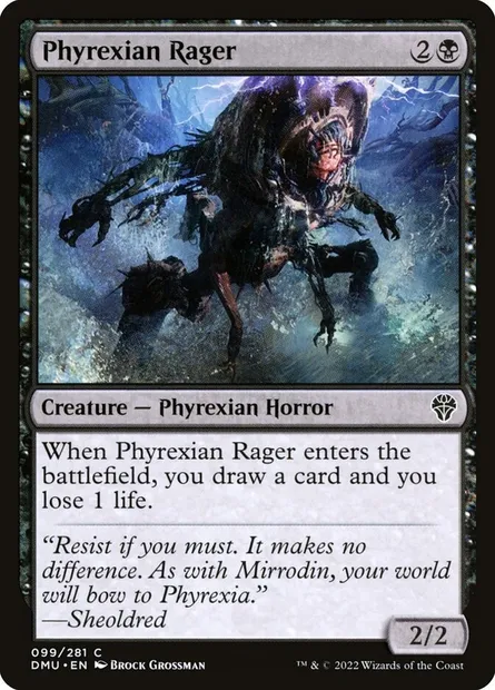 Phyrexian Rager, Magic card DMU 99 — Dominaria United set