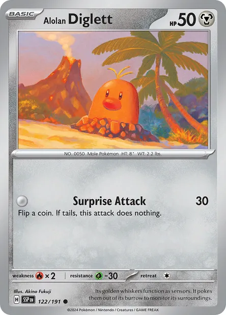 Alolan Diglett, Pokémon card SSP 122 — Surging Sparks set