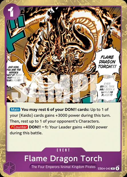 Flame Dragon Torch, One Piece card EB04-040 — EGGHEAD CRISIS set