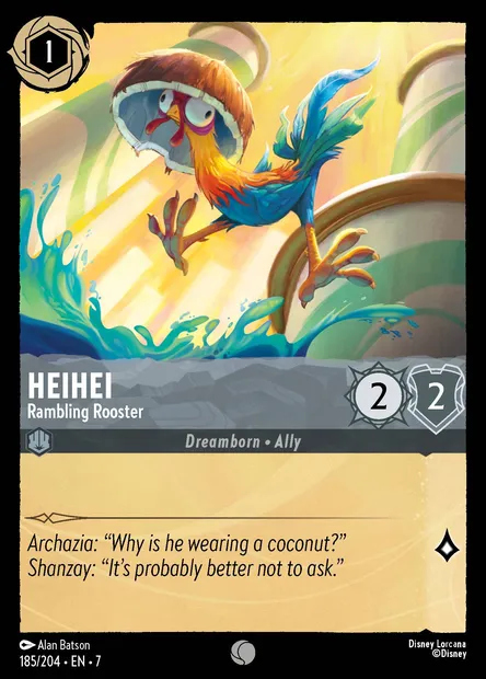 HeiHei - Rambling Rooster, Disney Lorcana card CH7-185 — Archazia's Island set