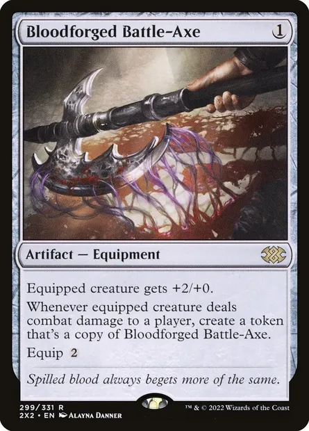 Bloodforged Battle-Axe, Magic card 2X2 299 — Double Masters 2022 set