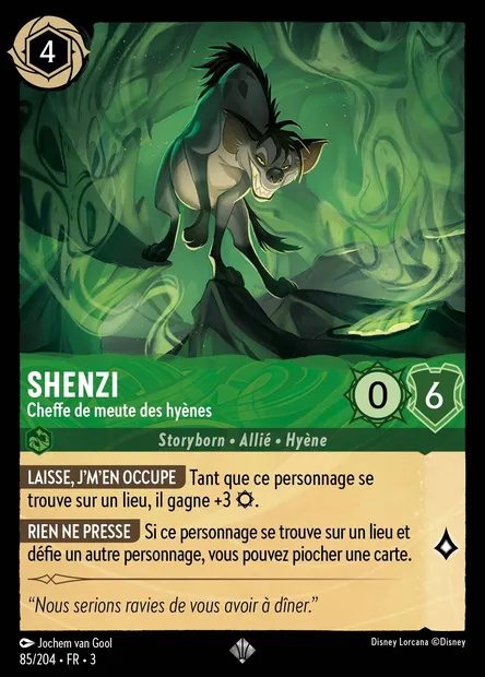 Shenzi - Cheffe de meute des hyènes, carte Disney Lorcana CH3-085 — extension Les Terres d'Encres