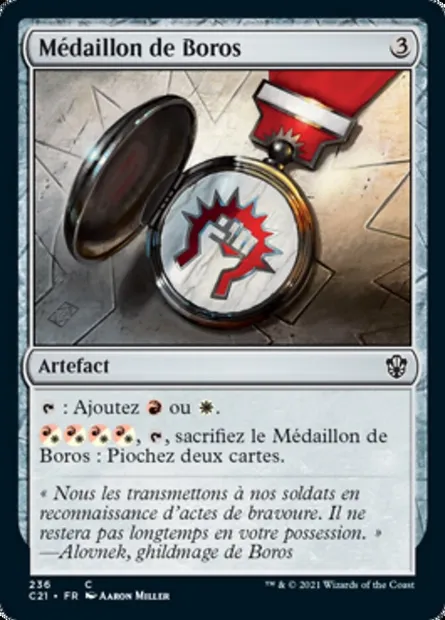 Médaillon de Boros, carte Magic C21 236 — extension Commander 2021