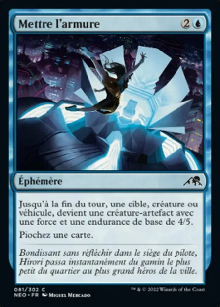 Mettre l'armure, carte Magic NEO 81 — extension Kamigawa: La Dynastie Néon
