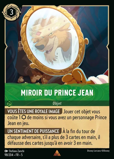 Miroir du Prince Jean, carte Disney Lorcana CH5-098 — extension Ciel Scintillant