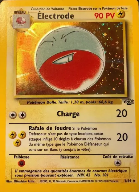 Électrode, carte Pokémon JU 2 — extension Jungle