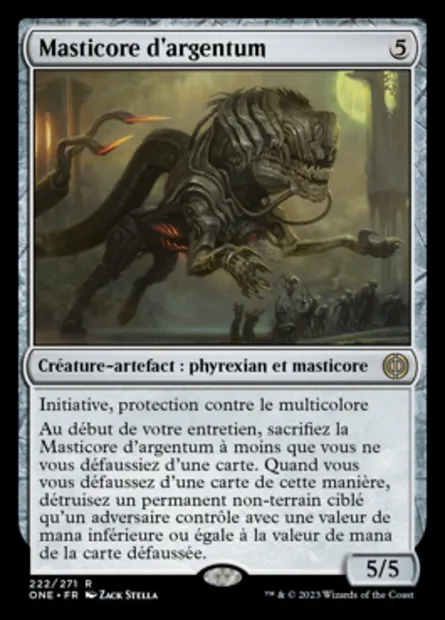 Masticore d'argentum, carte Magic ONE 222 — extension Tous Phyrexians