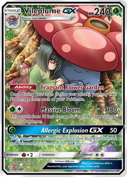 Vileplume GX, Pokémon card CEC 211 — Cosmic Eclipse set