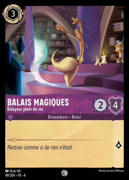 Balais magiques - Balayeur plein de vie, carte Disney Lorcana CH4-049 — extension Le Retour d'Ursula