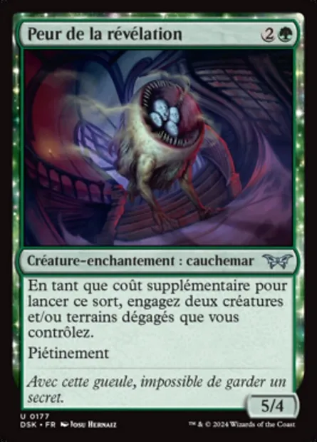 Peur de la révélation, carte Magic DSK 177 — extension Duskmourn: House of Horror