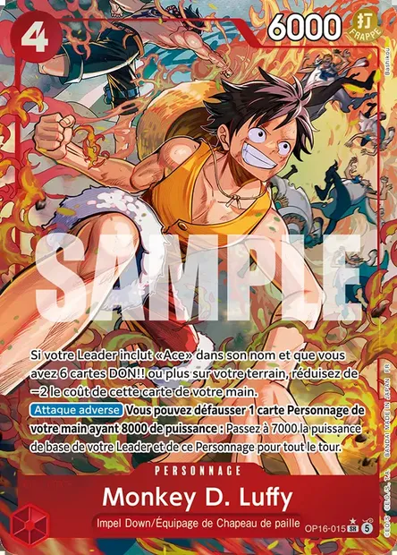 Monkey D. Luffy, carte One Piece OP16-015 — extension L'HEURE DE LA BATAILLE DÉCISIVE