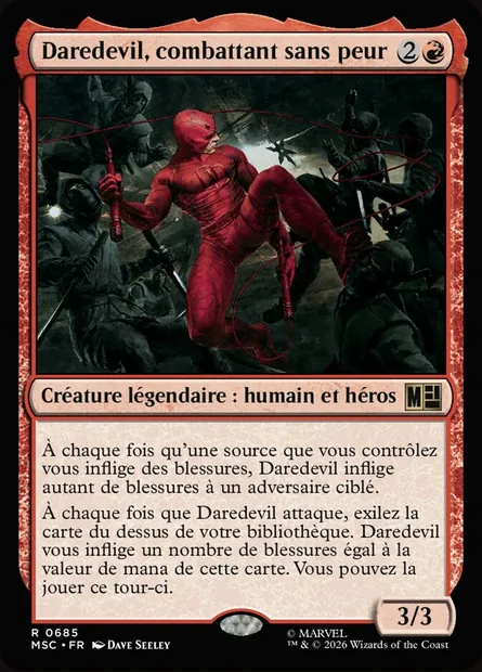 Daredevil, combattant sans peur, carte Magic MSC 685 — extension Marvel Super Heroes Commander