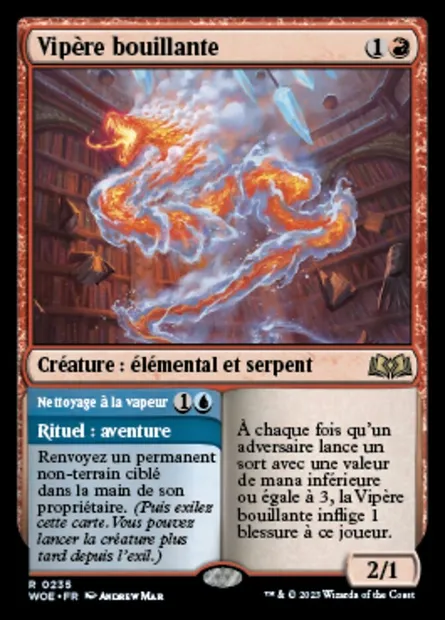 Vipère bouillante // Nettoyage à la vapeur, carte Magic WOE 235 — extension Wilds of Eldraine