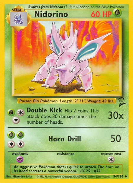 Nidorino, Pokémon card B2 54 — Base Set 2 set