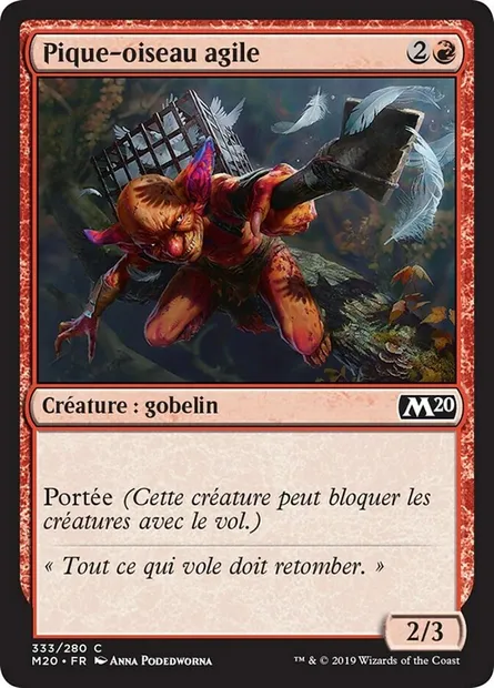 Pique-oiseau agile, carte Magic M20 333 — extension Core Set 2020