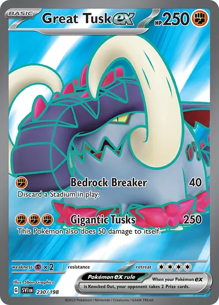 Great Tusk ex, Pokémon card SVI 230 — Scarlet & Violet set
