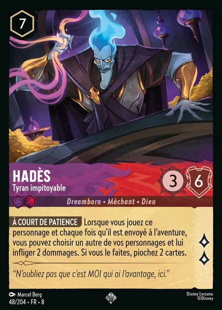Hadès - Tyran impitoyable, carte Disney Lorcana CH8-048 — extension Le Règne de Jafar