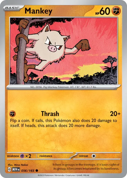 Mankey, Pokémon card MEW 056 — 151 set