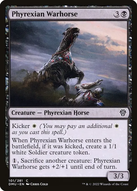 Phyrexian Warhorse, Magic card DMU 101 — Dominaria United set